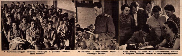 A Magyar-Szovjet Társaság hírei a kártolószalaggyár életéről, 1951